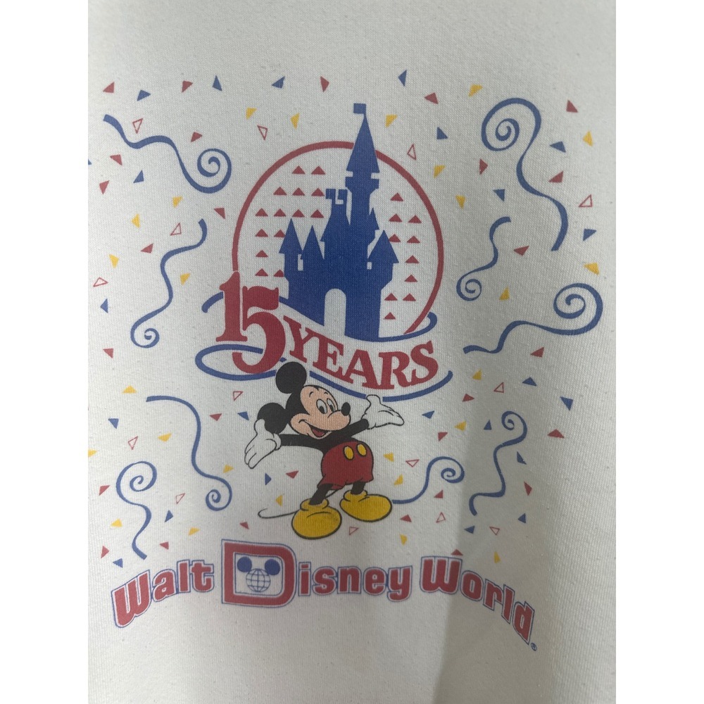 Vintage Walt Disney World 15 Years Mickey Mouse Sweatshirt White 80s USA Medium